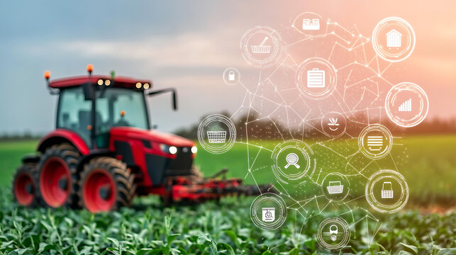 Innovative farming techniques agricultural fields digital technology open air aerial view smart agriculture solutions