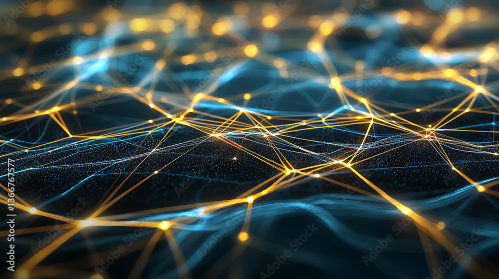 Poster dynamic network connections digital space abstract visualization virtual environment close-up techno