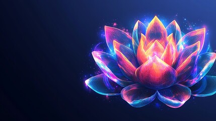 Obraz premium A vibrant and luminous digital representation of a lotus flower