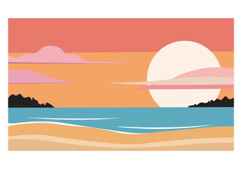 Stunning Sunset on the Beach A Spectacle of Colors and Serenity