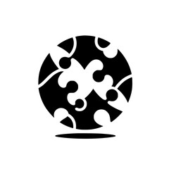 Abstract Black and White Orb: Puzzle-like Design
