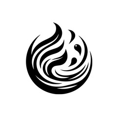 Swirling Monochrome: Abstract Fluid Forms in a Circular Composition