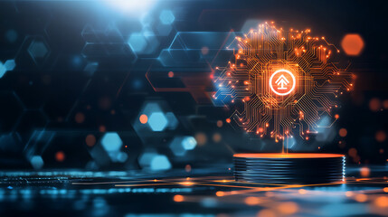 Innovative tech action digital space visualization futuristic environment close-up view concept of connectivity