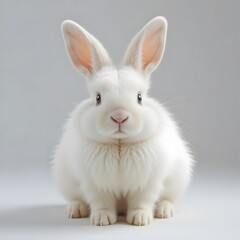 Obraz premium Cute White Rabbit Sitting 