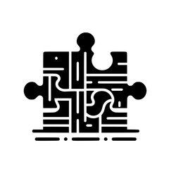 Interlocking Puzzle: Black & White Minimalist Icon