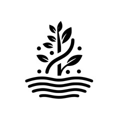 Minimalist Growth: Black & White Plant Icon