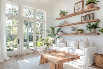 Aesthetic appeal of cozy living room decor with natural light wide-angle interior photography