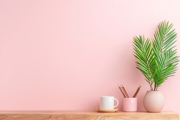 Modern minimalist indoor plant arrangement for a stylish workspace still life