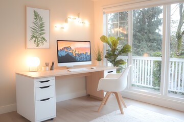 Modern home office design inspiration in serene environment with natural light