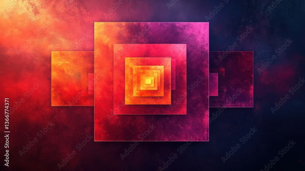 Wall mural minimalist gradient squares aligned in a symmetrical abstract design