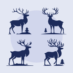 set of deer silhouettes