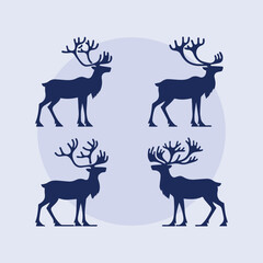 set of deer silhouettes