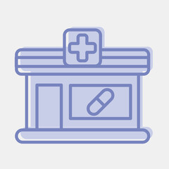 Icon pharmacy. Building elements. Icons in two tone style. Good for prints, web, posters, logo, site plan, map, infographics, etc.