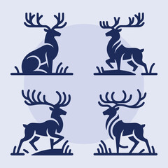 Obraz premium set of deer silhouettes