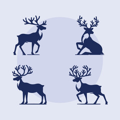 set of deer silhouettes