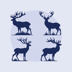 set of deer silhouettes