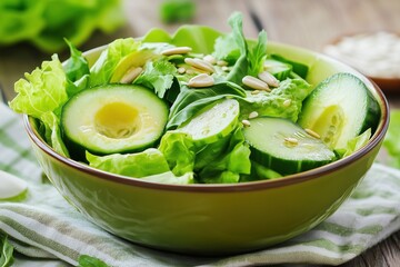 bowl avocado lettuce cucumber sunflower