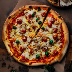 pizza with salami and olives