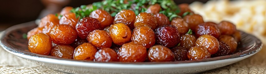 A plate of glistening fruit is presented for appreciation and enjoyment