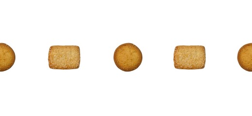Danish butter cookies, plain round butter cookies and crispy rectangle on an isolated white...