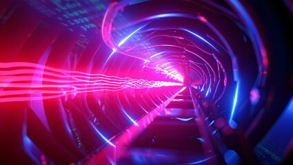 Futuristic neon-lit abstract background with glowing lines, vibrant cyberpunk colors, and a high-tech digital feel.