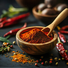 Chili powder spices in the kitchen.