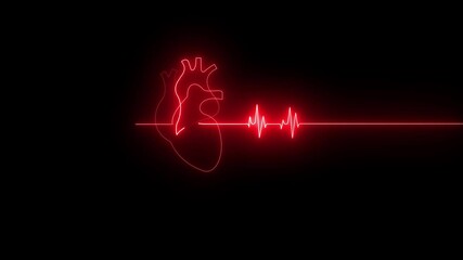 abstract heartbeat line 4k neon light heartbeat display Electrocardiogram show heart beat line Heart. 