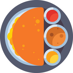 masala dosa Illustration on a white background.