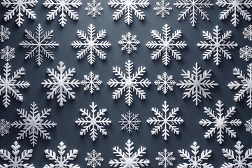 Elegant Christmas Backdrop Featuring Diverse Snowflake Patterns Transitioning from Slate Gray to Bright White