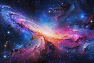 Obraz premium Colorful Cosmic Galaxy Illustration on White Background