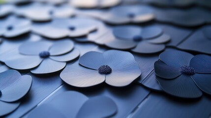 Elegant black floral patterns close-up photography artistic design studio environment macro perspective