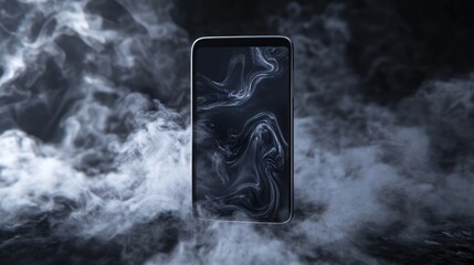 Smartphone in smoky background, abstract screen, tech concept