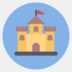 Icon castle. Building elements. Icons in color mate style. Good for prints, web, posters, logo, site plan, map, infographics, etc.