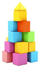 Fototapeta premium PNG Building blocks toy white background architecture.