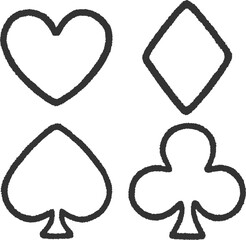  クレヨンで描いたようなトランプマークセット