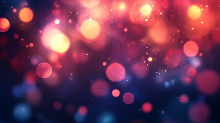 A magical swirling dance of warm red and cool blue lights celebrating a joyous, vibrant festival night with sparkling dust and soft bokeh.