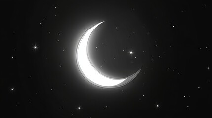 Fototapeta premium Crescent Moon in a Starry Night Sky