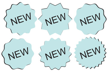 Set of star burst stickers. Vector starburst price tag icon. Set badge shape. Sale promo pricetags. Red badges isolated on white background. Round sun splash in simple design. Wave vignette.