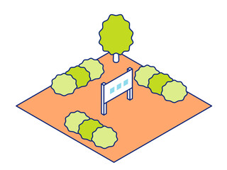 空き地が売却・販売されているイラスト。売り地・住宅地・分譲地・土地販売のアイソメトリックイラスト。 ©  Mercer