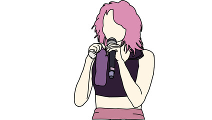 Illustration vector of Kpop fashion stage. idols of Koreans performing. K-pop female fashion idol. female singer who is singing wearing beautiful clothes