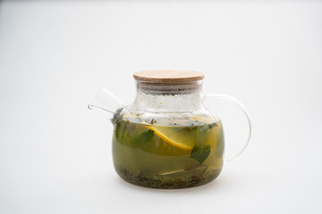 glass jar with green tea