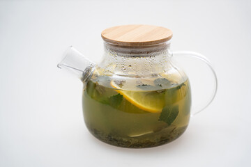 glass jar with green tea