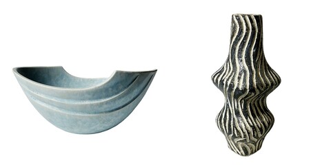 Artistic ceramic vases modern studio decorative objects minimalist close-up