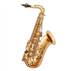 Naklejka premium Gold Saxophone in Jazz Concert: Iconic Brass Instrument for Orchestral and Jazz Music Lovers