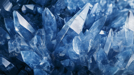 A Crystal-Inspired Abstract Background with Sharp, Angular Shards in Shimmering Blues