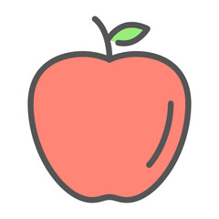 Apple Fruit filled outline icon. Apple Fruit color line illustration.
