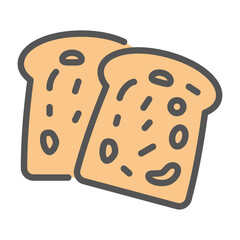 Bread filled outline icon. Bread color line illustration.
