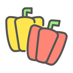 Bell Pepper filled outline icon. Bell Pepper color line illustration.
