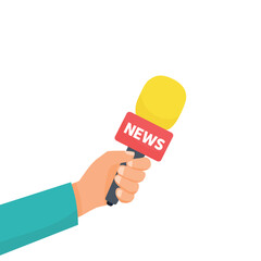 Hand holding microphone for interview