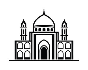 Silhouette of a mosque, vector mosque Design